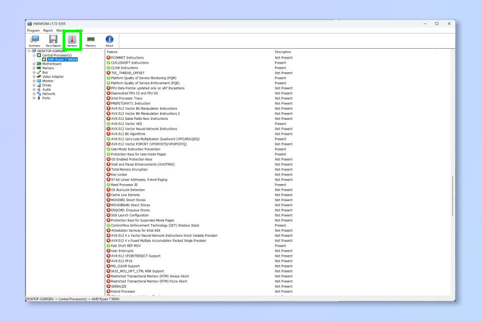 A screenshot showing how to measure PC power usage using HWiNFO