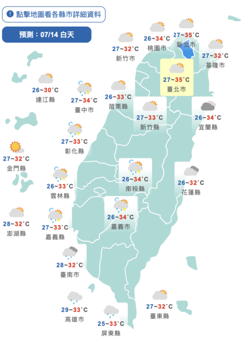 今各地高溫炎熱。(圖/中央氣象局)