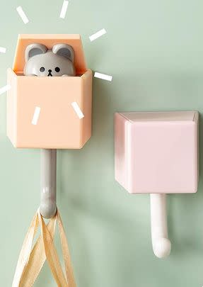 A set of cat and mouse hooks so adorable, they almost make me mad