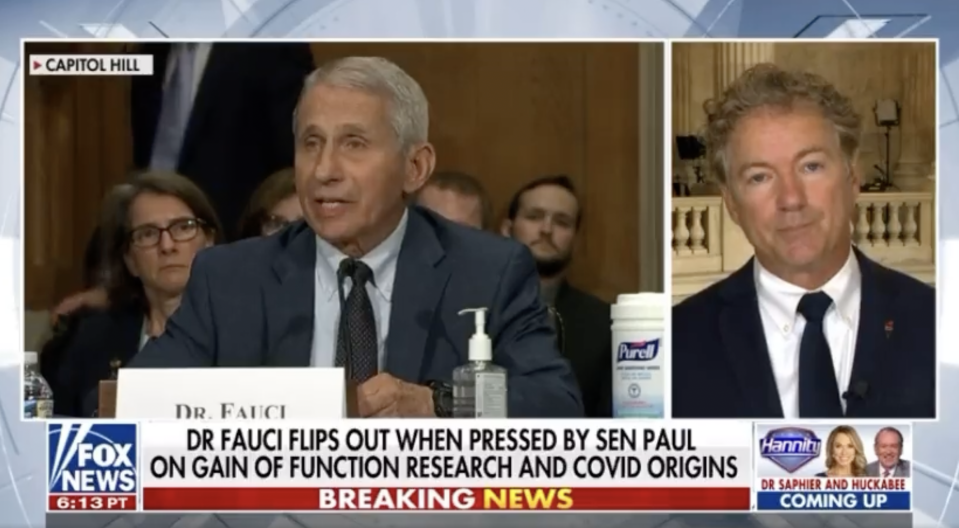 Sen. Rand Paul said that he will be asking the Department of Justice for a criminal refferal int Dr Anthony Fauci after  told him he was liar during his testimony in Congress (Fox News)