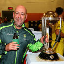 Darren Lehmann is all smiles in the dressing room.