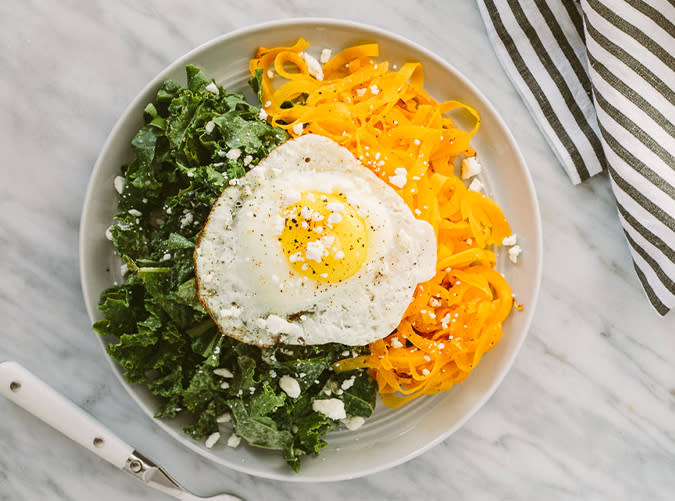 November 15: Tahini Kale Salad with Spiralized Butternut Squash and Feta