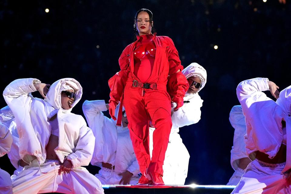 Rihanna performs during Apple Music Super Bowl LVII Halftime Show at State Farm Stadium on February 12, 2023 in Glendale, Arizona