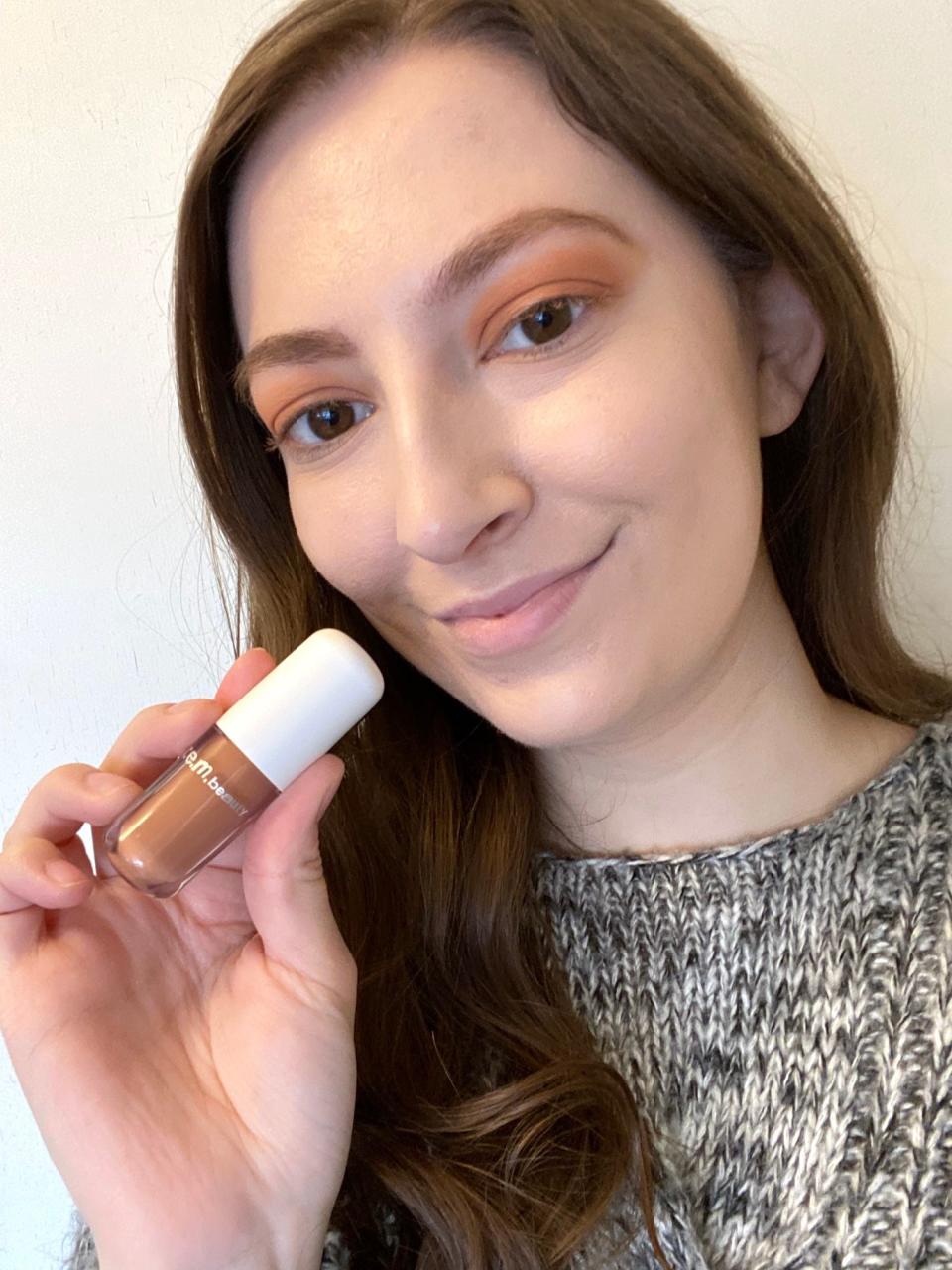 Insider reporter Amanda Krause wears the REM Beauty matte liquid eye shadow.