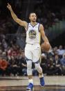 Dec 5, 2018; Cleveland, OH, USA; Golden State Warriors guard Stephen Curry (30) brings the ball up court during the first half against the Cleveland Cavaliers at Quicken Loans Arena. Ken Blaze-USA TODAY Sports