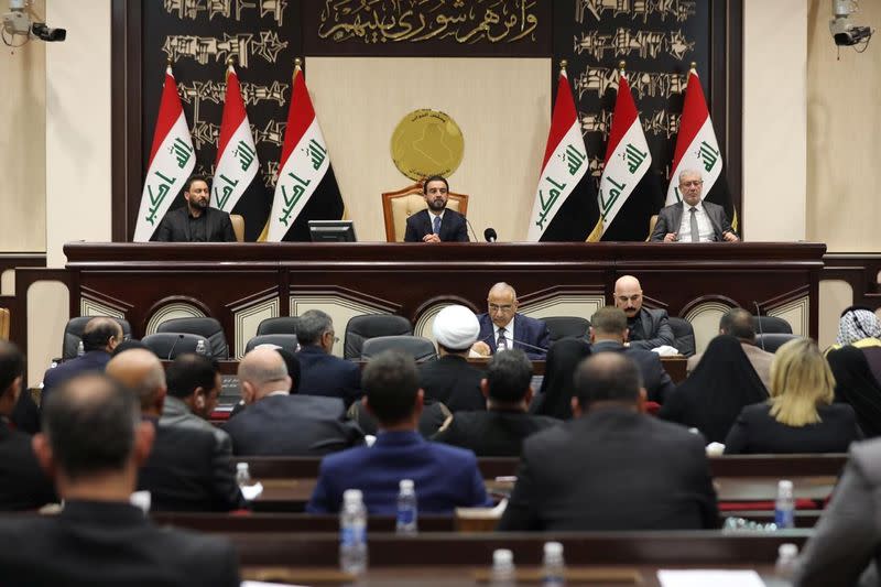 Members of the Iraqi parliament are seen at the parliament in Baghdad