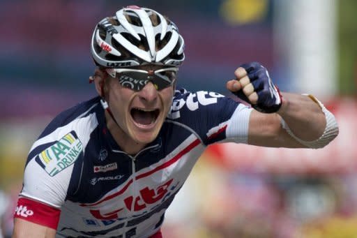 Germany's Andre Greipel celebrates at the end of the 13th stage of the Tour de France on July 14. He will look to continue narrowing his significant stage victory deficit to Tour de France sprint rival Mark Cavendish on the race Monday