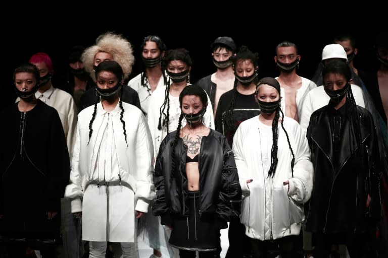 Models present the genderless creations of ACUOD by CHANU at Tokyo Fashion Week on March 22