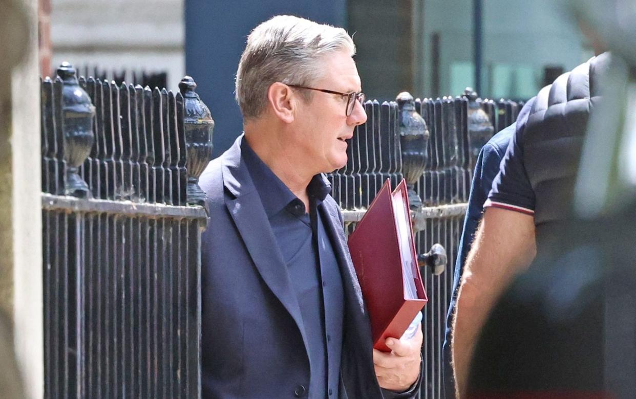 Sir Keir Starmer, the Prime Minister, is pictured this afternoon leaving 10 Downing Street ahead of his attendance at the Paris Olympics opening ceremony