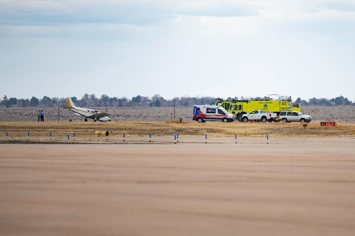 A pilot made a successful landing at Pueblo Memorial Airport after experiencing landing gear issues on Saturday, April 8, 2023.