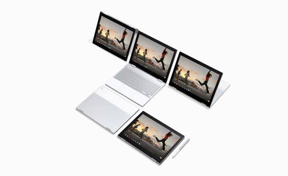 The new Pixelbook, displayed in five different configurations.