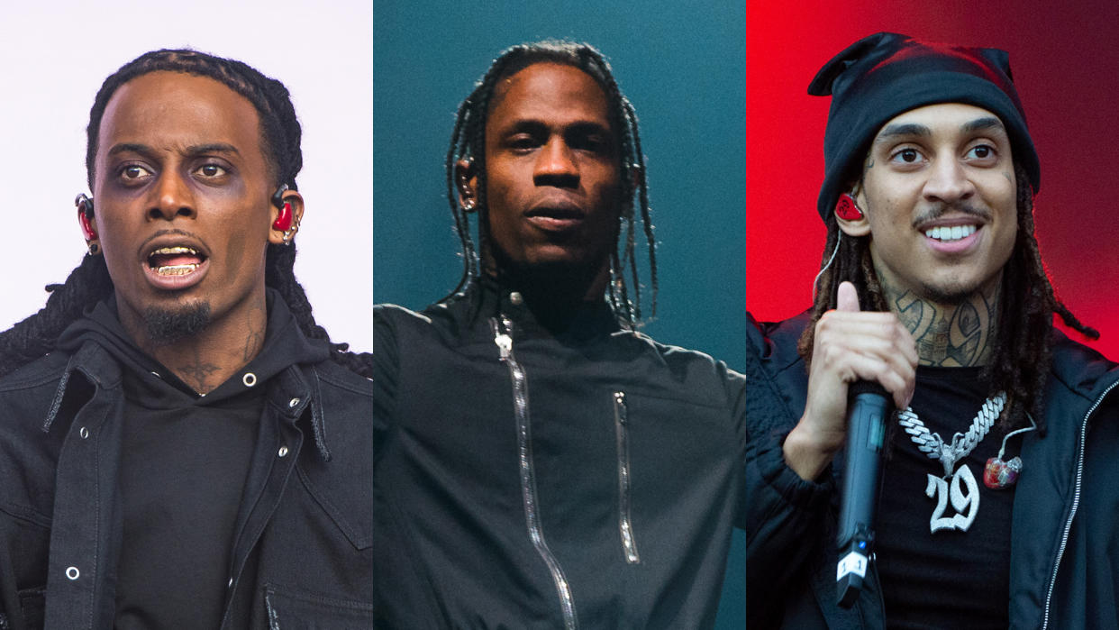 Playboi Carti, Travis Scott, and Young Adz of D-Block Europe