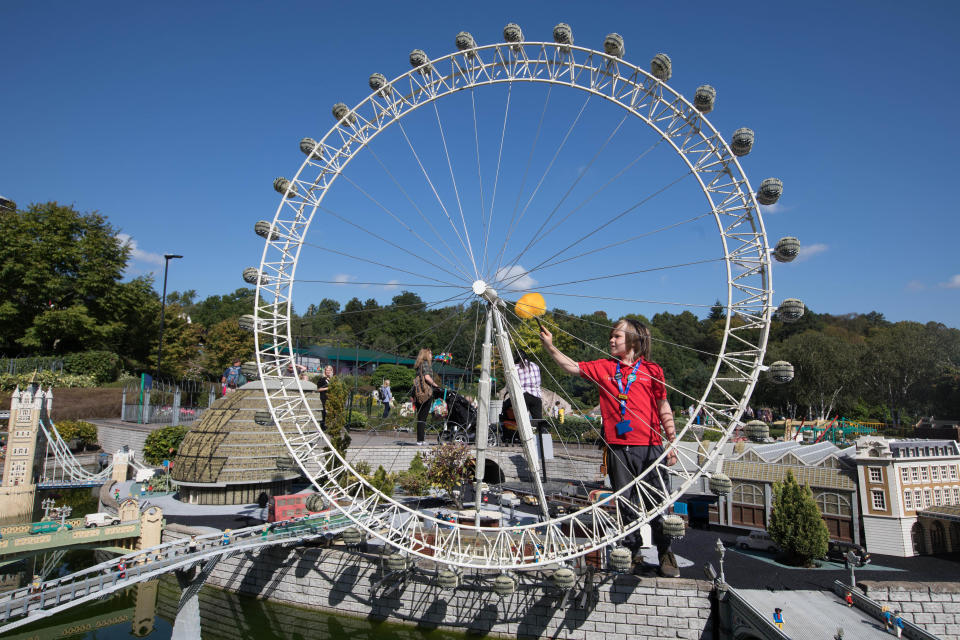 Stanley inspects one of the attractions at Legoland Windsor.&nbsp; (Photo: PA Wire/PA Images)