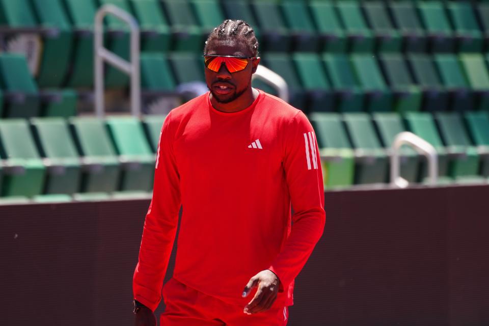 Noah Lyles during a training session at Hayward Field.