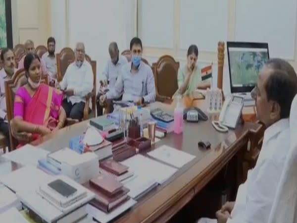 Chief Minister KCR held a review meeting on Thursday at Pragati Bhavan on the progress of works of the Sitarama Project. (Photo/ANI)