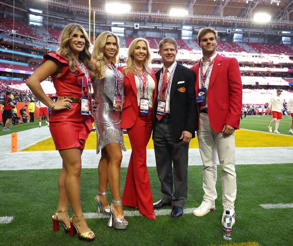 <p> Christian Petersen/Getty </p> Kansas City Chiefs CEO Clark Hunt poses with his wife Tavia Shackles before Super Bowl LVII between the Kansas City Chiefs and the Philadelphia Eagles at State Farm Stadium on February 12, 2023 in Glendale, Arizona.