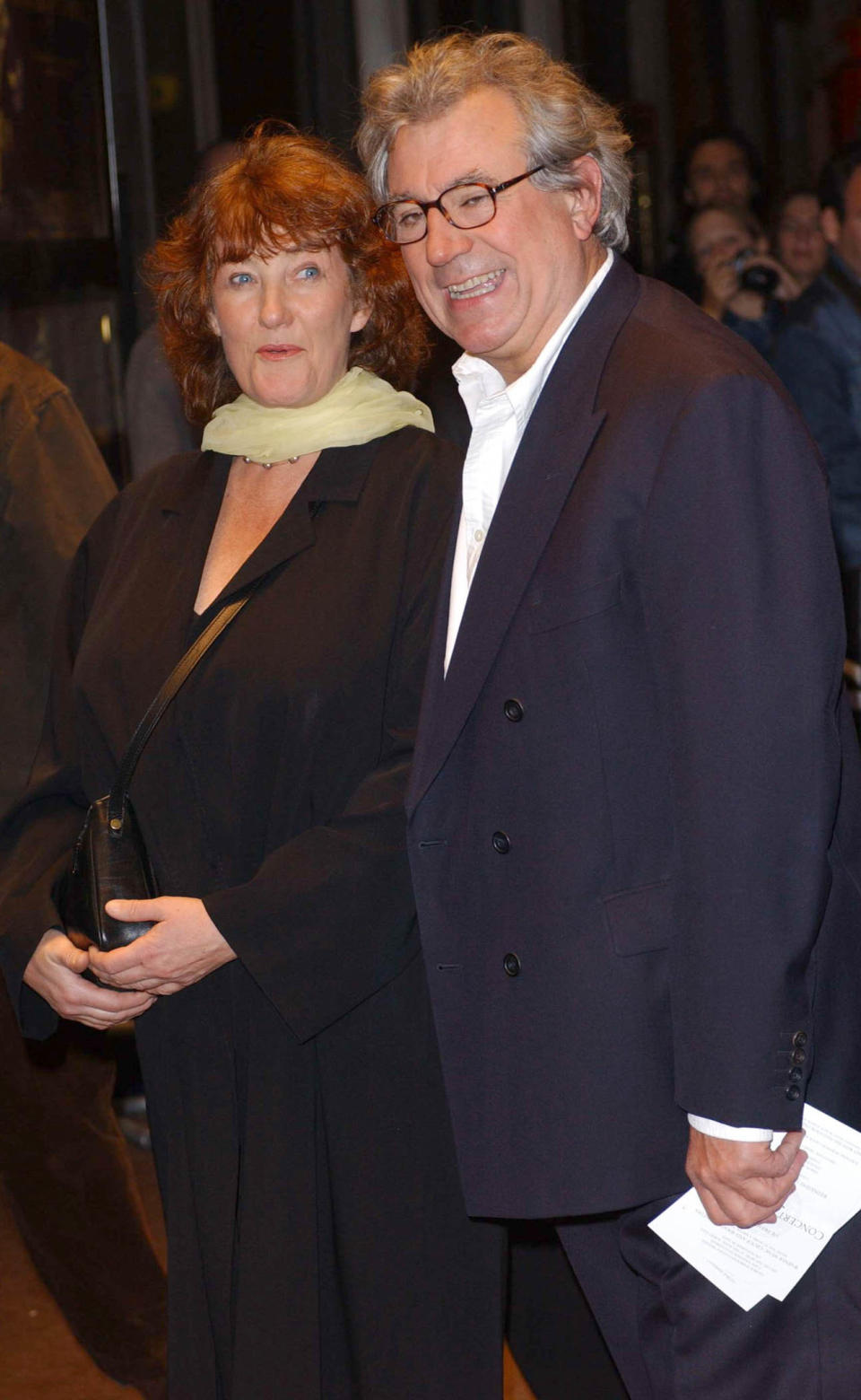 Former Monty Python star Terry Jones arrives for the DVD screening of "A Concert For George" at Odeon West End in central London.   * The DVD features a tribute concert held for former Beatle George Harrison which was held last November at the Royal Albert Hall, and features performances by Eric Clapton and Jools Holland. 