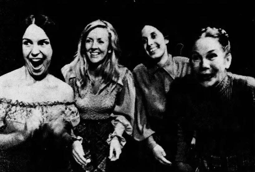 Among the 12-member cast of “Under Milk Wood” at Foothill Playhouse were, left to right, Arlene Szabo, Liz Dunnell, Nina Plescia and Dorothea Digrius.