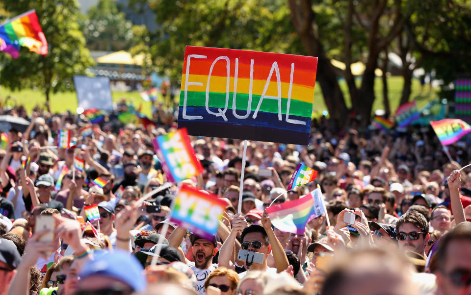 People celebrate in Sydney. (Photo: Don Arnold via Getty Images)