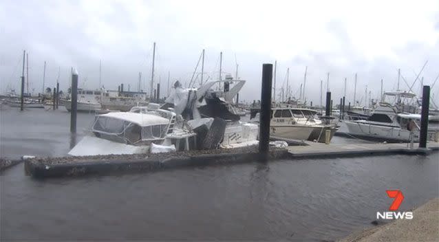 And yachts were severely damaged too. Photo: 7 News