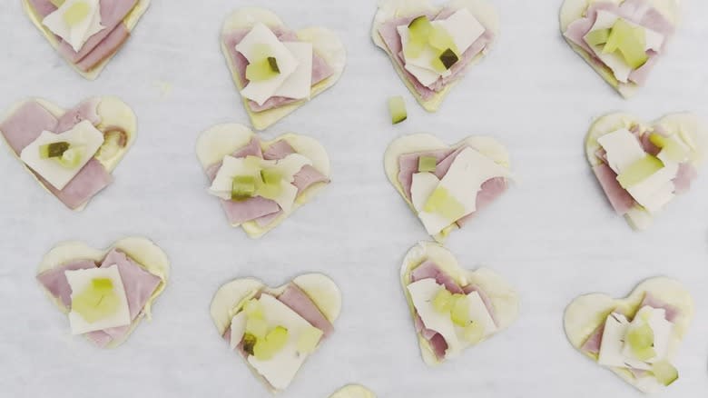pastry hearts meat cheese