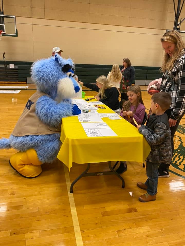 Cattrick, the mascot from the Toledo Walleyes, was a guest at Bocean's Kindness Night.