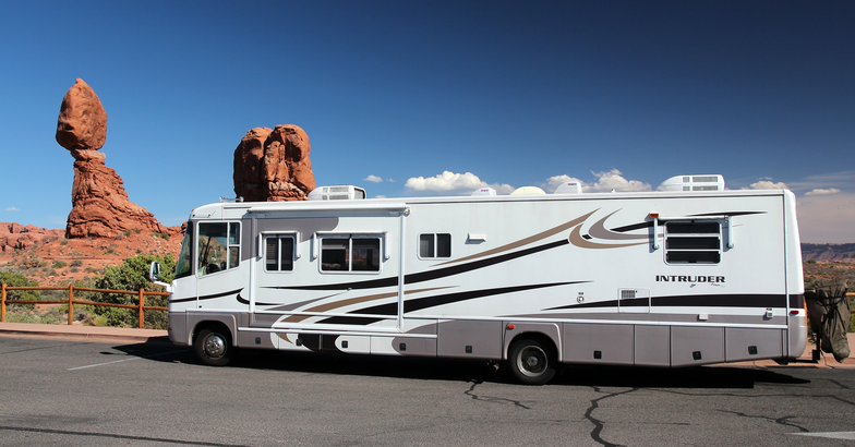 Large RV on the side of the road