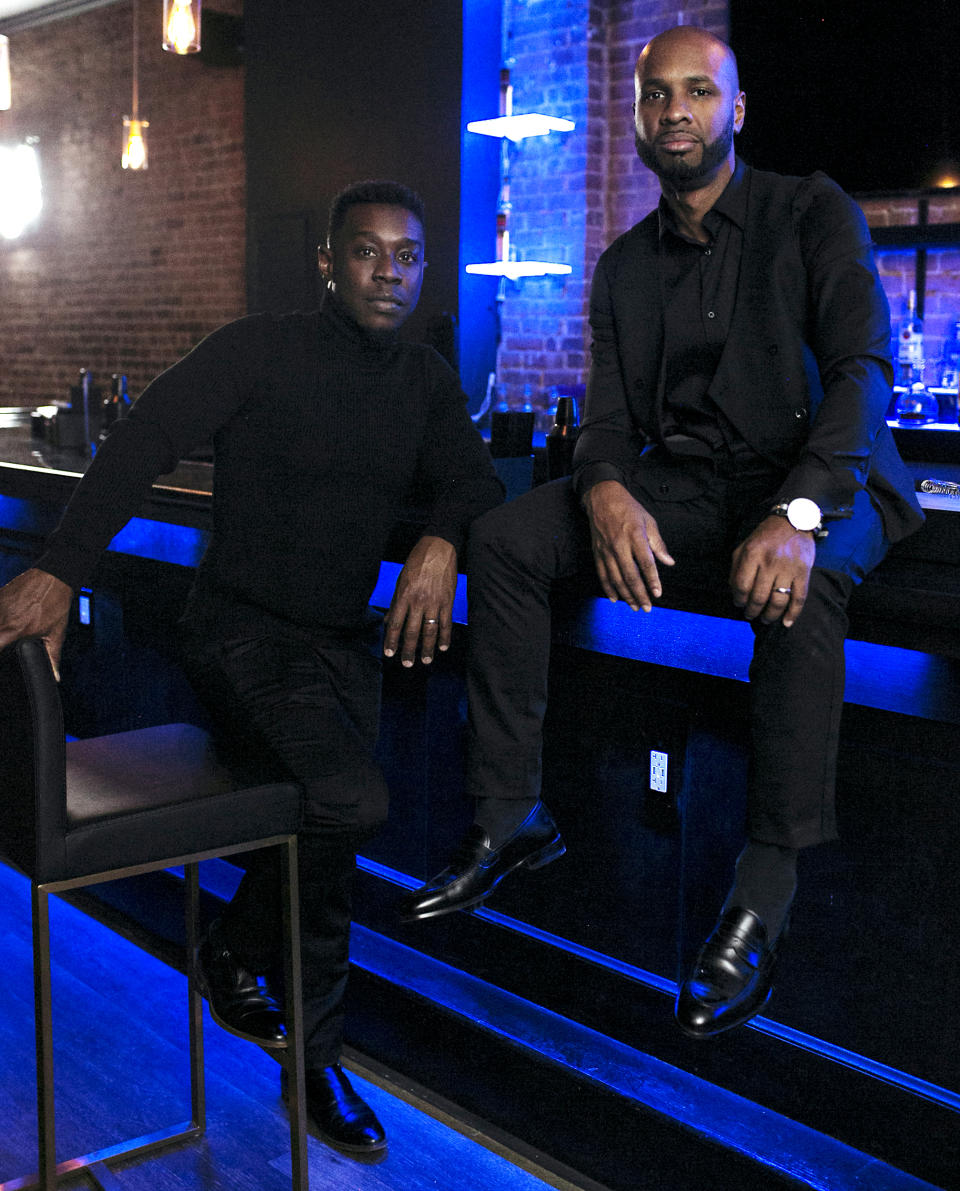 Charles Hughes, left, and Richard Solomon, owners of Lambda Lounge, one of two Black-owned gay bars remaining in NYC. (Lemon Brands)