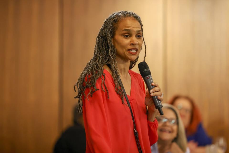 Maya Wiley speaks at the Women of Color Leadership Dinner: Executive Directors Gather on May 26, 2022, in Washington, D.C. (Photo by Jemal Countess/Getty Images for Women of Color)
