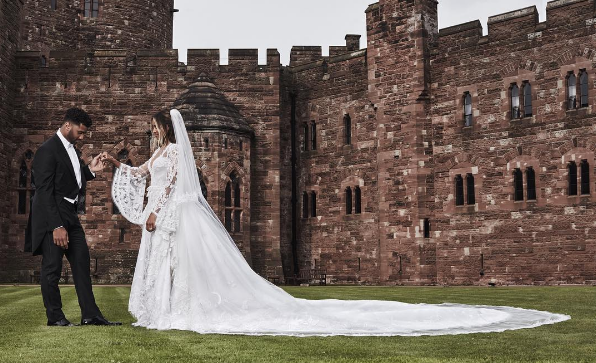 Ciara and Russell Wilson on their wedding day at a castle in England. (Photo: @ciara/Instagram)