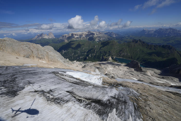 An arial view of the Punta Rocca glacier in the Italian Alps