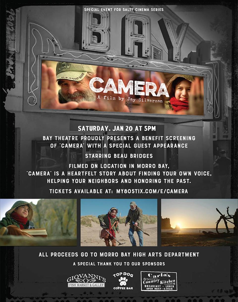 The Bay Theater will show a “Salty Cinema Series” of movies starting on Jan. 19. A charity screening of the new Beau Bridges film “Camera” will show on Jan. 20. The movie is set in Morro Bay.