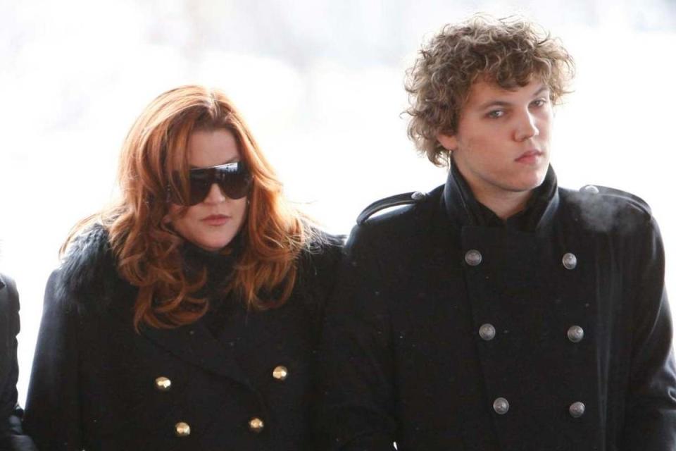 Lisa-Marie Presley was buried next to her son Benjamin Keough on Sunday (AP)