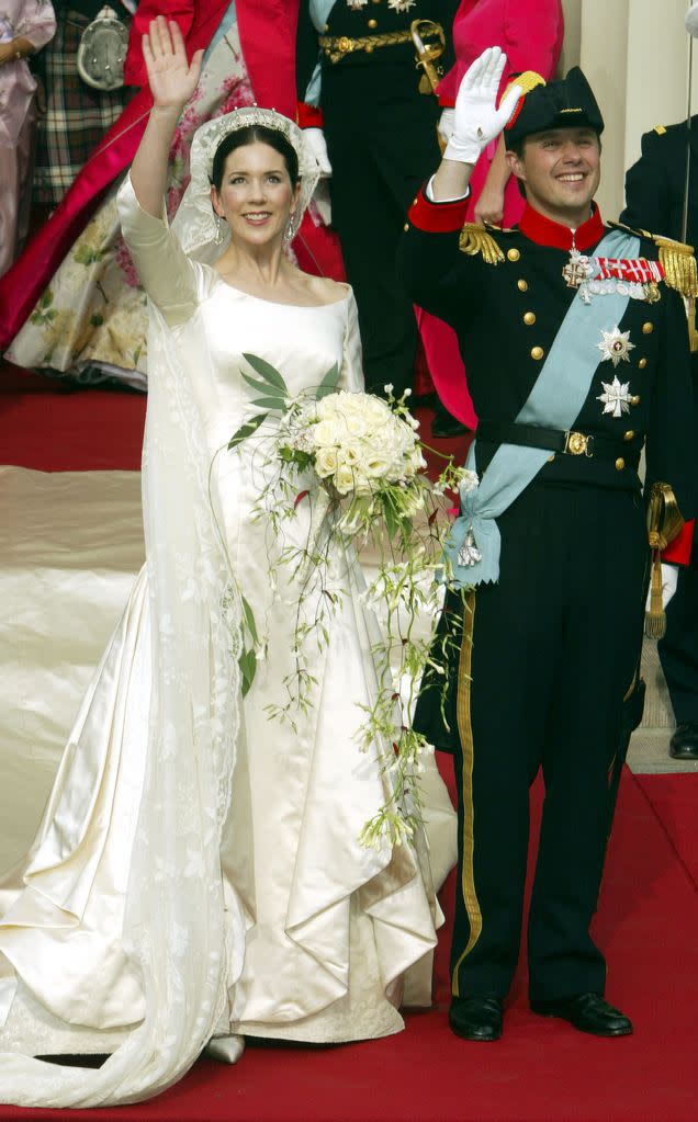 Danish Crown Prince Frederik and his bride Crown Princess Mary leave Copenhagen Cathedral after their wedding