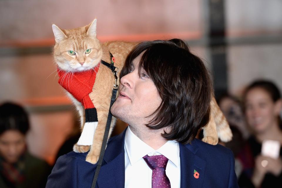 James Bowen and Bob the cat attend the UK Premiere of 