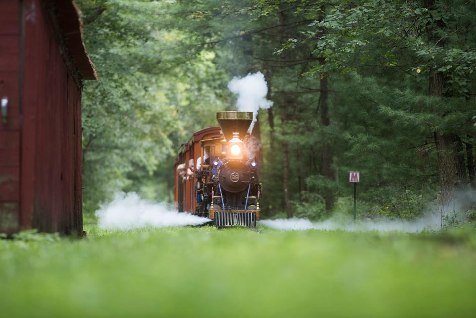 The Riverside & Great Northern Railroad runs on a 15-inch gauge railway in Wisconsin Dells. 