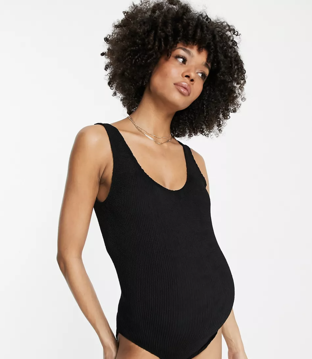 ASOS DESIGN Maternity crinkle scoop swimsuit in black