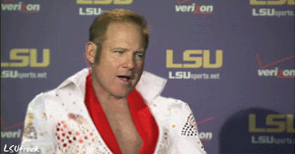 LSU coach Les Miles as Elvis. (Click to see GIF)