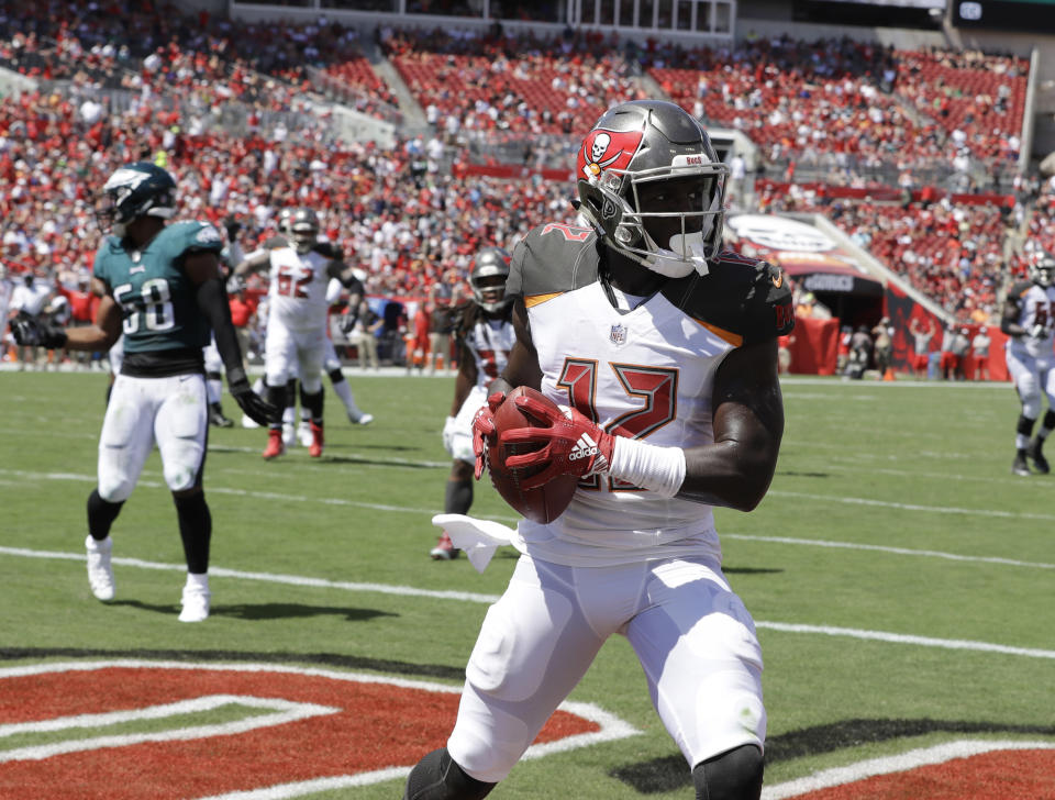 Tampa Bay Buccaneers wide receiver Chris Godwin could have a surprising Week 14 impact. (AP Photo/Chris O’Meara)