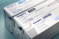 FILE PHOTO: Boxes of Ozempic and Wegovy made by Novo Nordisk are seen at a pharmacy in London, Britain March 8, 2024. REUTERS/Hollie Adams/File Photo