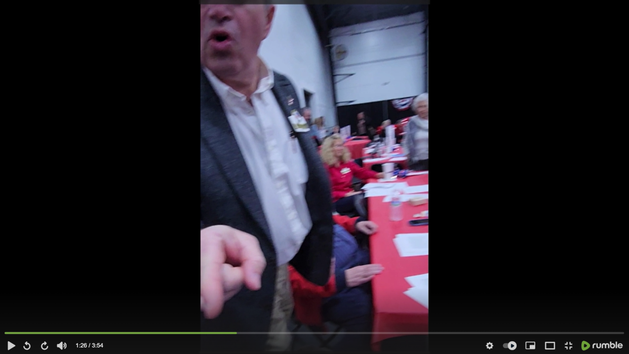 A still from a video that Kathy Maney said she took of a conflict with Henderson County GOP Chair Brett Callaway at the March 23 county party convention.