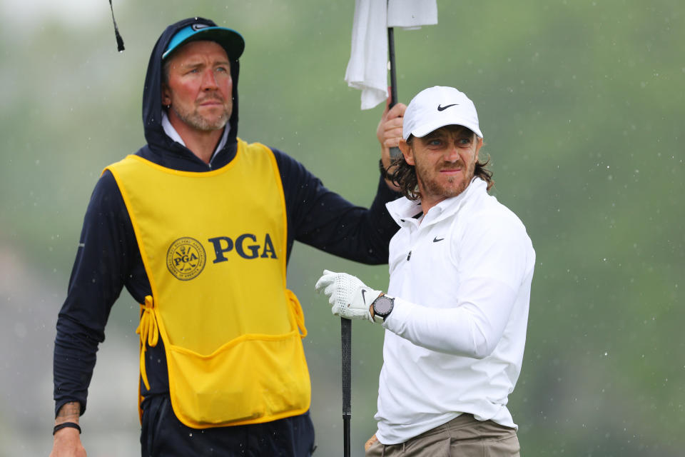 Tommy Fleetwood and his caddie at the PGA Championship 2023