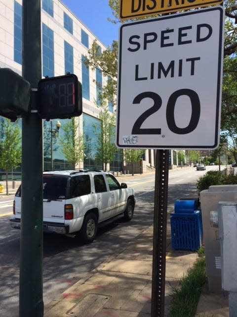 The speed limit on Patton Avenue in downtown Asheville is 20 mph. Some city neighborhoods will see lowered speed limits after a July 26 City Council vote.