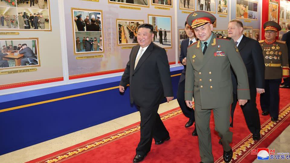 North Korean leader Kim Jong Un meets with Russian Defense Minister Sergei Shoigu and his delegation, North Korean state media KCNA reported on July 26, 2023. - KCNA