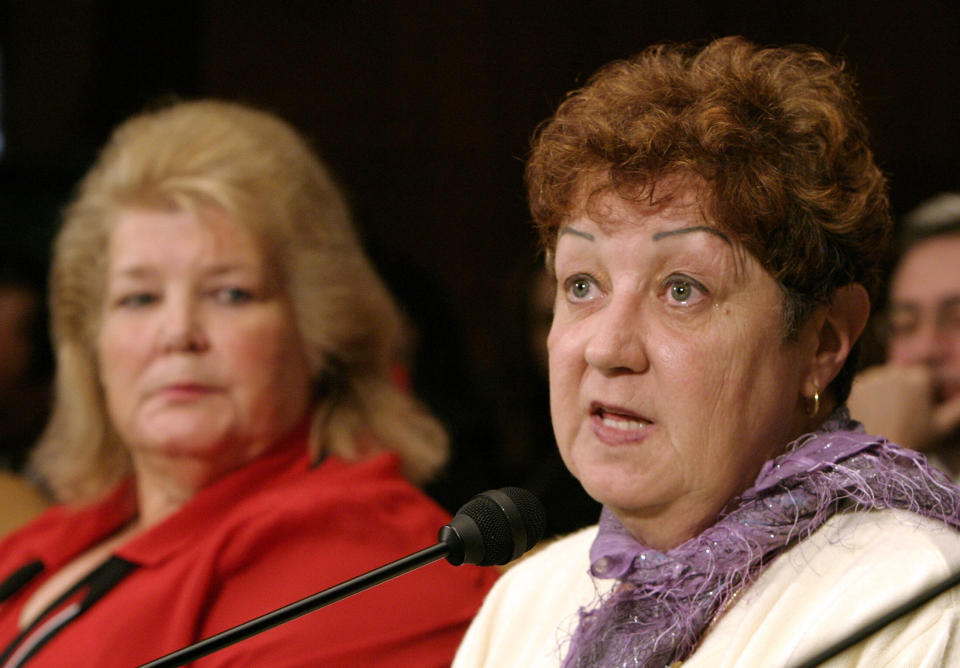 Norma McCorvey testifies before the Senate Judiciary Committee with Sandra Cano of Atlanta on June 23, 2005. Both women went on the record saying they never had abortions and were seeking to overturn their cases that made abortion legal. (Photo: Reuters Photographer / Reuters)