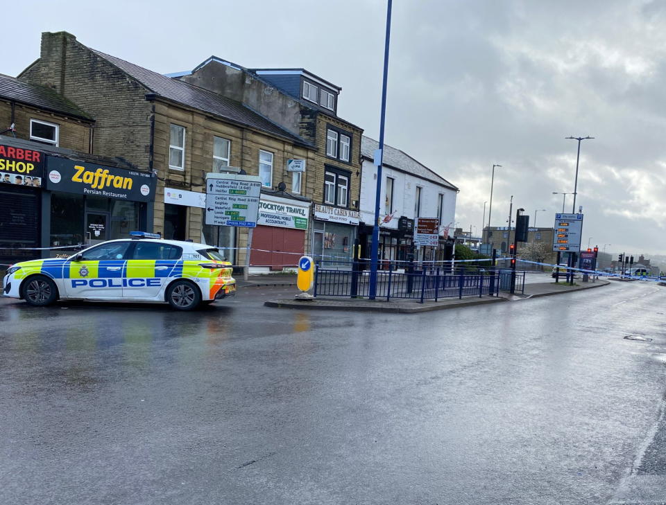 The scene in Westgate, Bradford, where a woman was stabbed to death. (SWNS)