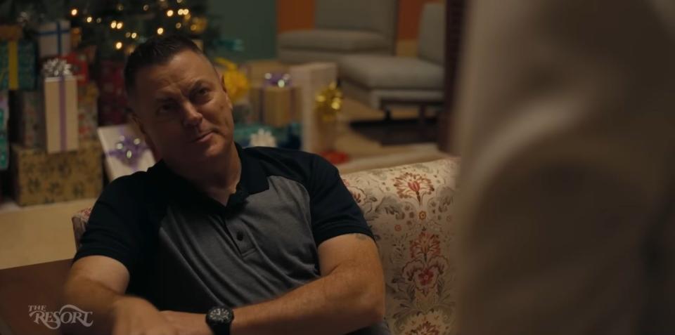 Nick Offerman offers a dry retort to his lonely holiday situation in "The Resort"