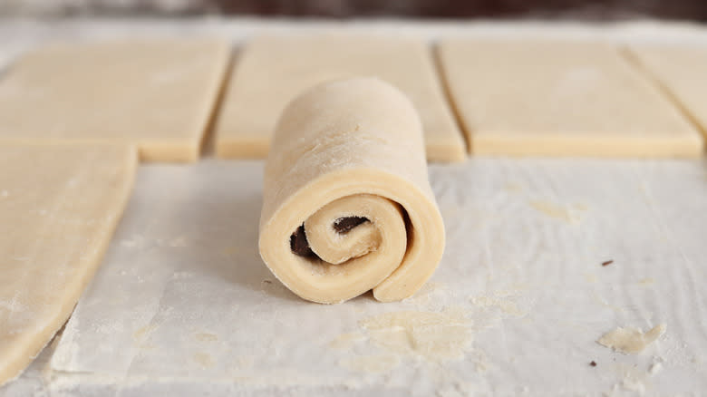 pain au chocolat on baking sheet