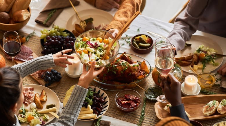 Dinner party table spread