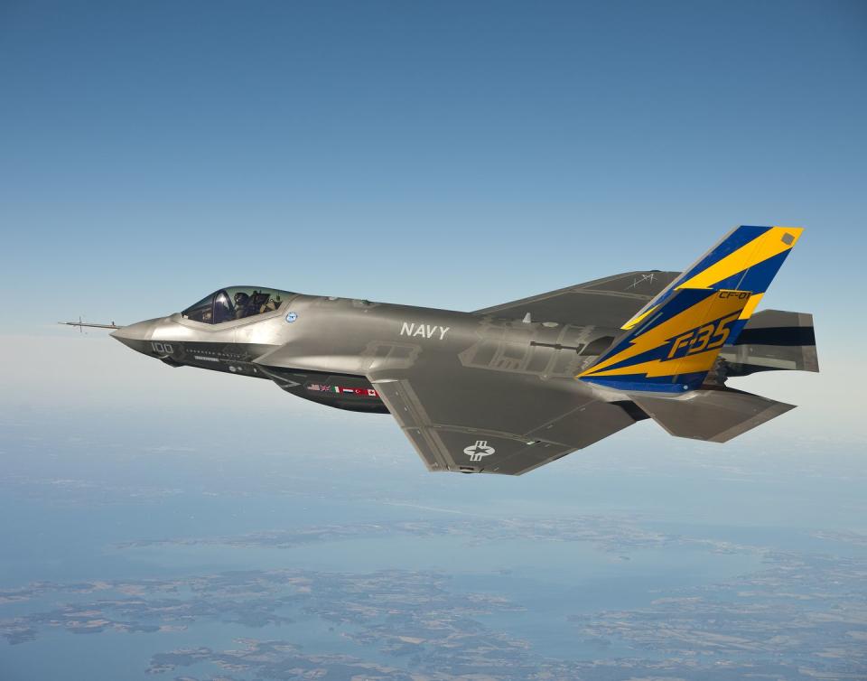 <p>America's newest operational multi-role fighter, the F-35, serves with the U.S. Air Force, Navy, Marine Corps, and allied nations. Different versions of the plane can fly from conventional runways, make <a href="https://www.lockheedmartin.com/en-us/products/f-35/f-35-about.html#c_cv" rel="nofollow noopener" target="_blank" data-ylk="slk:short takeoffs and land vertically;elm:context_link;itc:0;sec:content-canvas" class="link ">short takeoffs and land vertically</a>, or operate from aircraft carriers. The F-35 is expected to <a href="https://www.flightglobal.com/lockheed-f-35-service-life-extended-to-2070/120105.article" rel="nofollow noopener" target="_blank" data-ylk="slk:serve through the year 2070;elm:context_link;itc:0;sec:content-canvas" class="link ">serve through the year 2070</a>.</p>